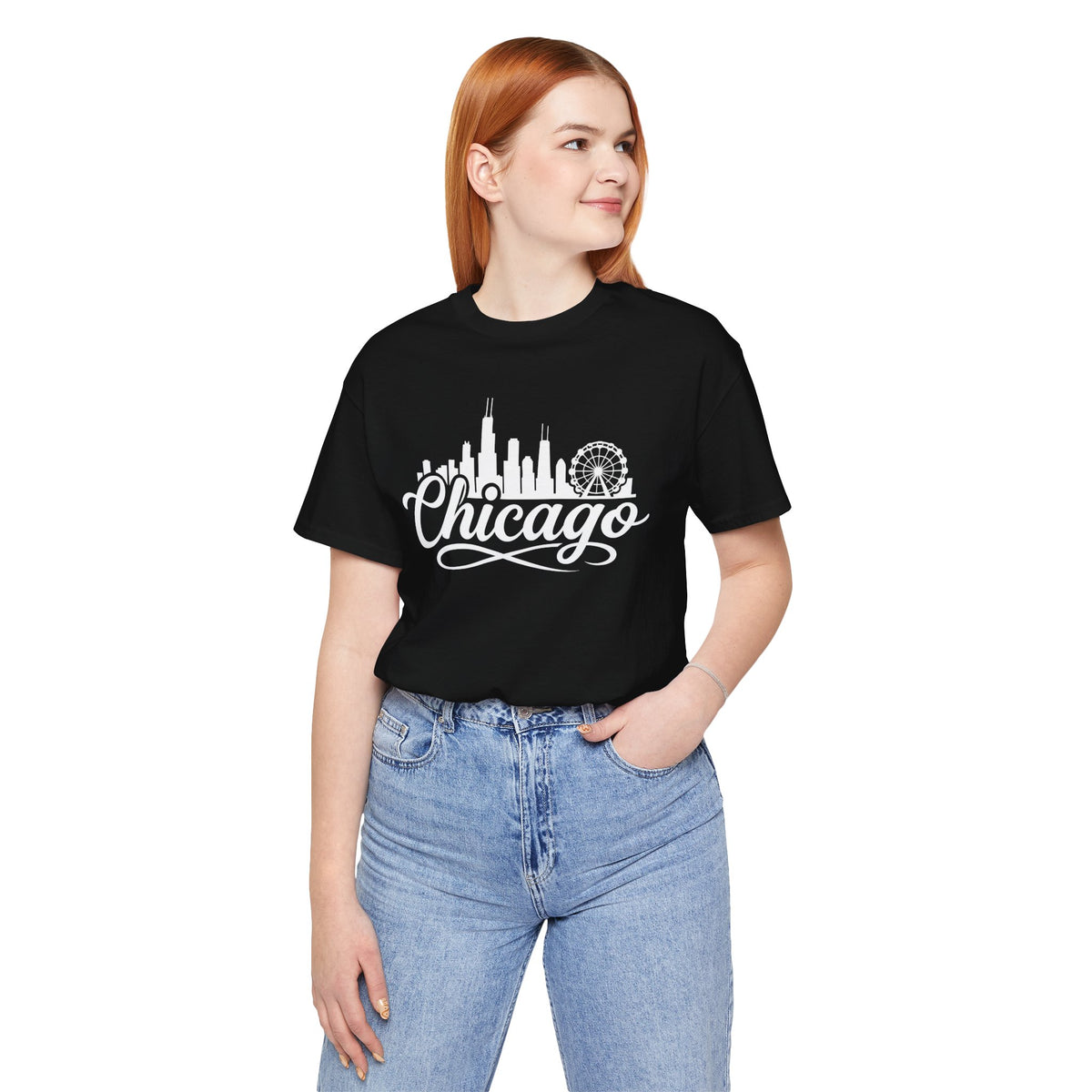 Chicago Skyline Script T-Shirt — Retro Cityscape Tee