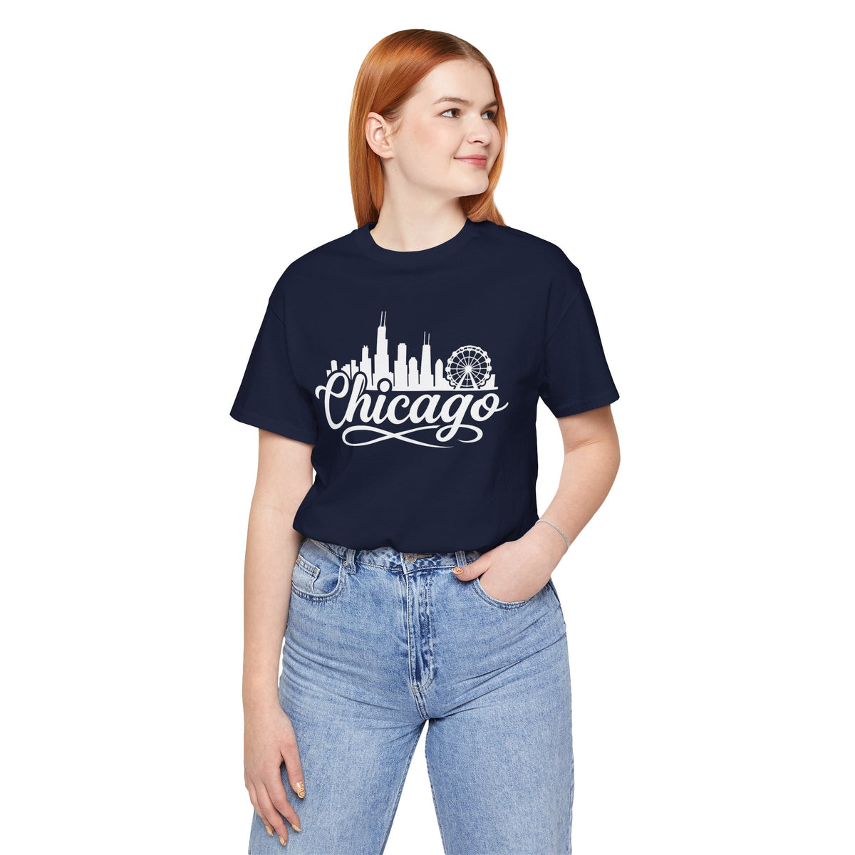 Chicago Skyline Script T-Shirt — Retro Cityscape Tee