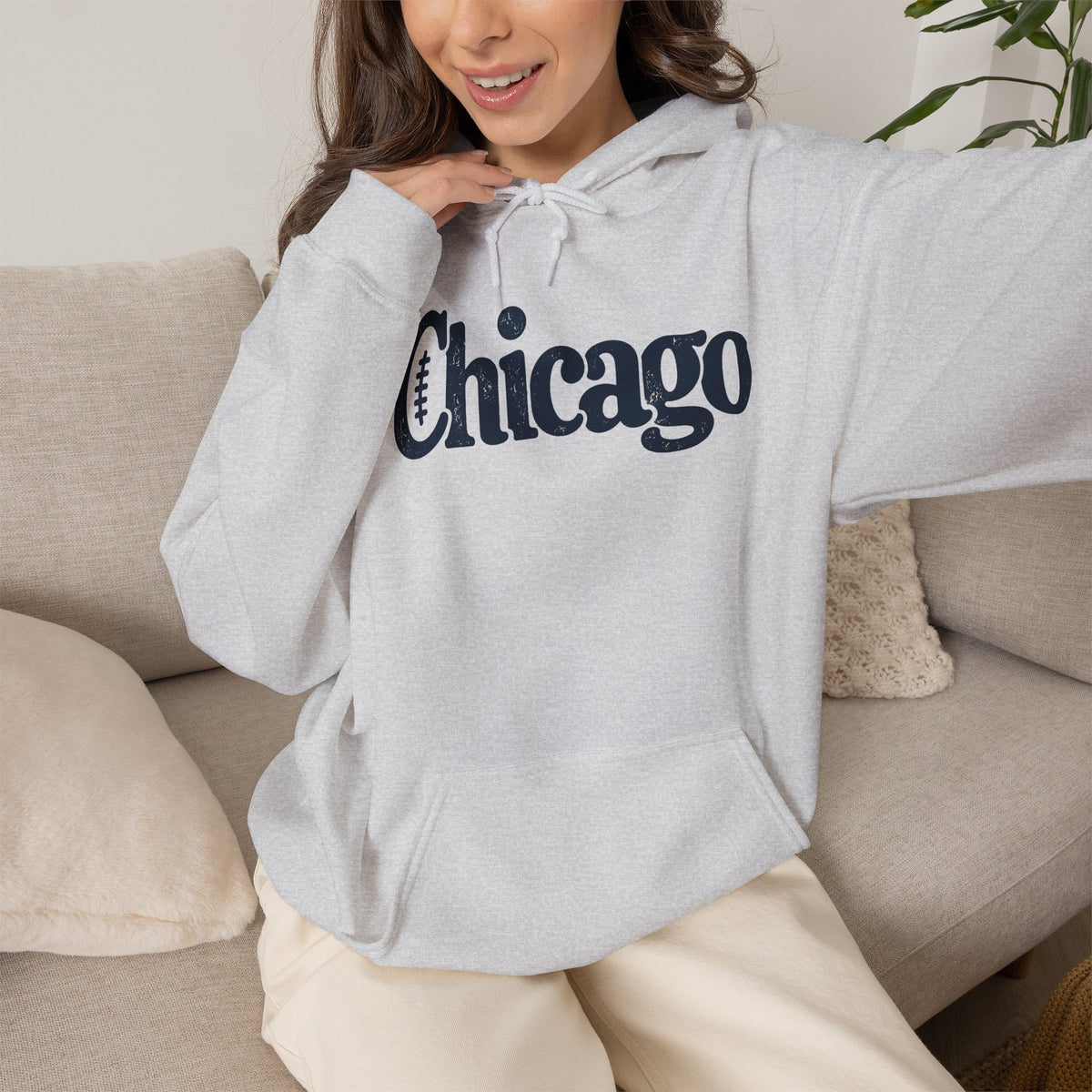 Chicago Football Hoodie – Vintage Chicago Graphic Pullover Hoodie