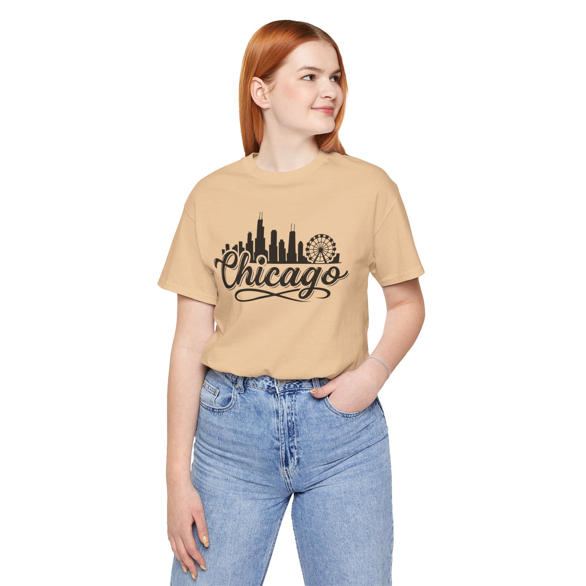 Chicago Skyline Script T-Shirt — Retro Cityscape Tee