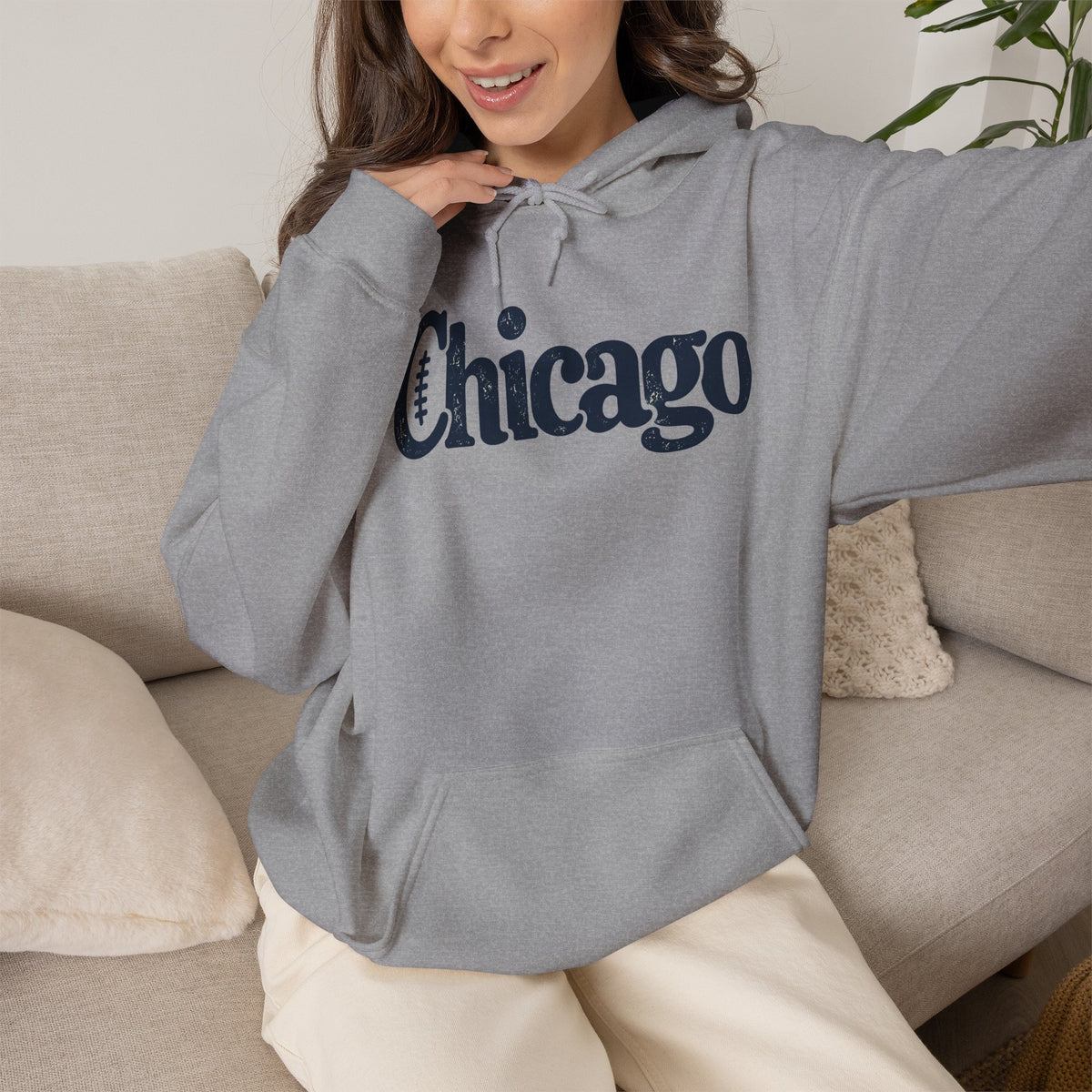 Chicago Football Hoodie – Vintage Chicago Graphic Pullover Hoodie